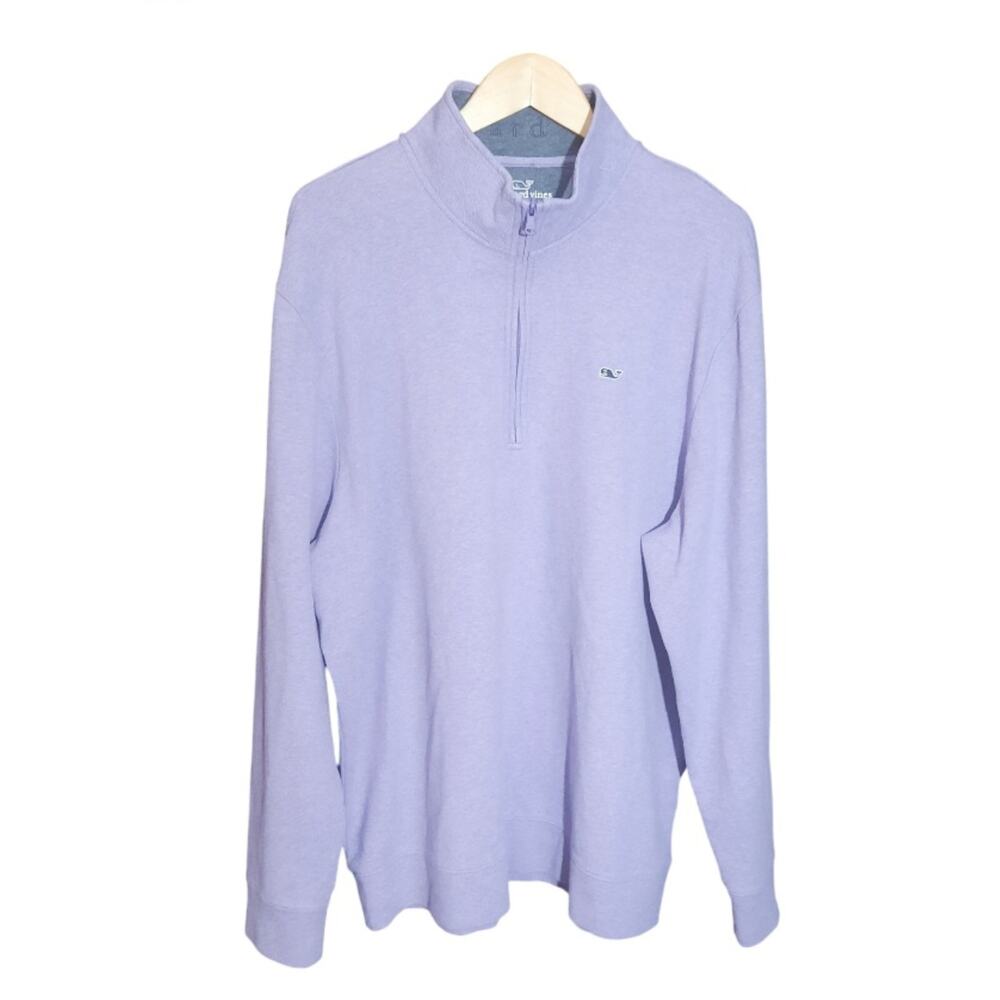 Vineyard Vines Mens Purple Saltwater Quarter Zip Mock Neck Pullover Size XL